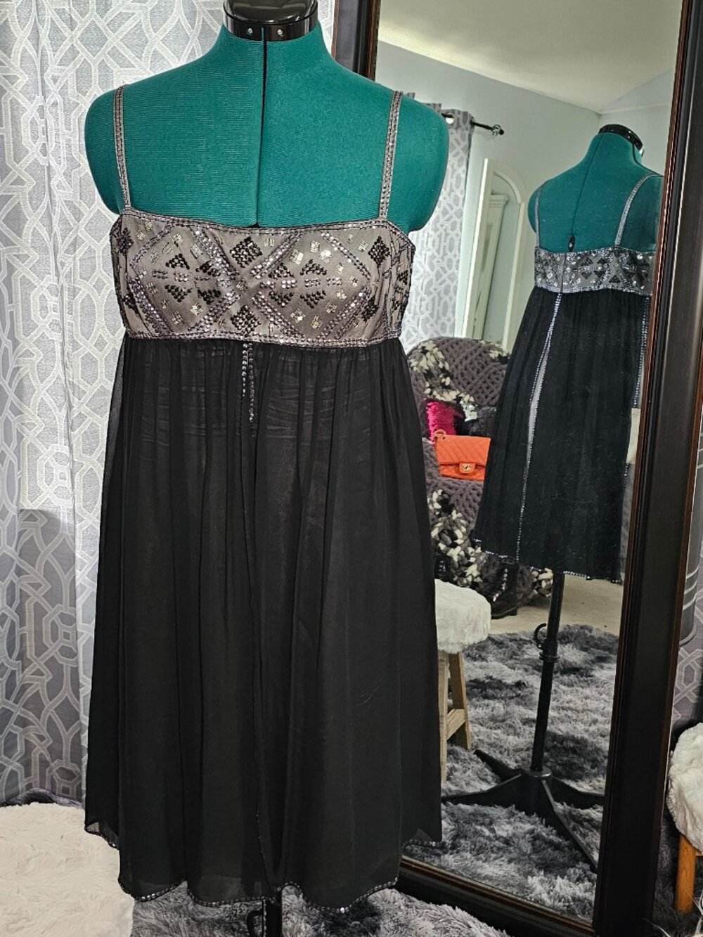 Marc Bouwer Glamit! 100% Silk Sequin Bodice Mini Dress – Size 10 - NWT